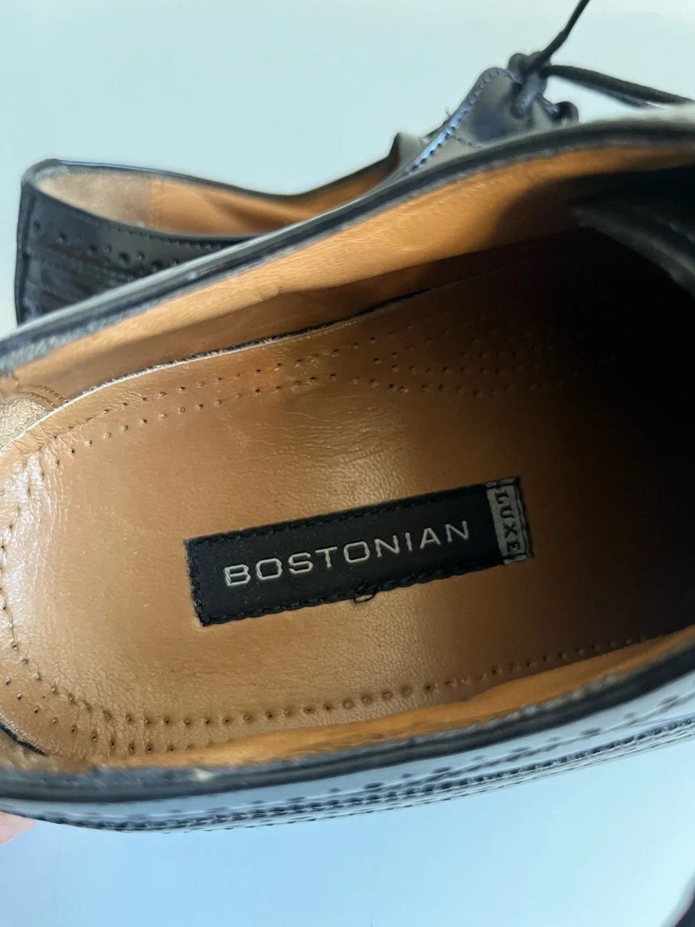 Bostonian Luxe Black Leather Wingtip Brogue Lace up Oxford Shoes 10 Wide